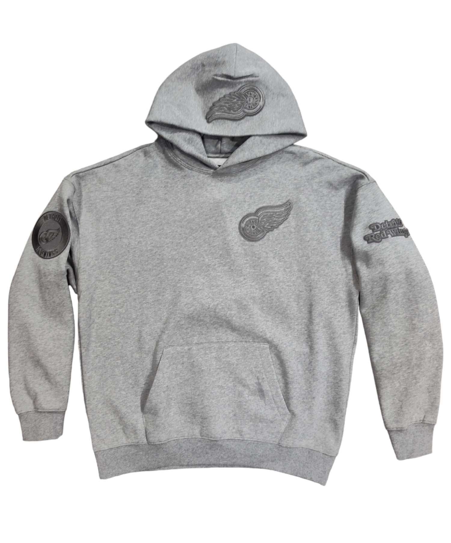 Pro Red Wings Embroidered Hoodie Gray
