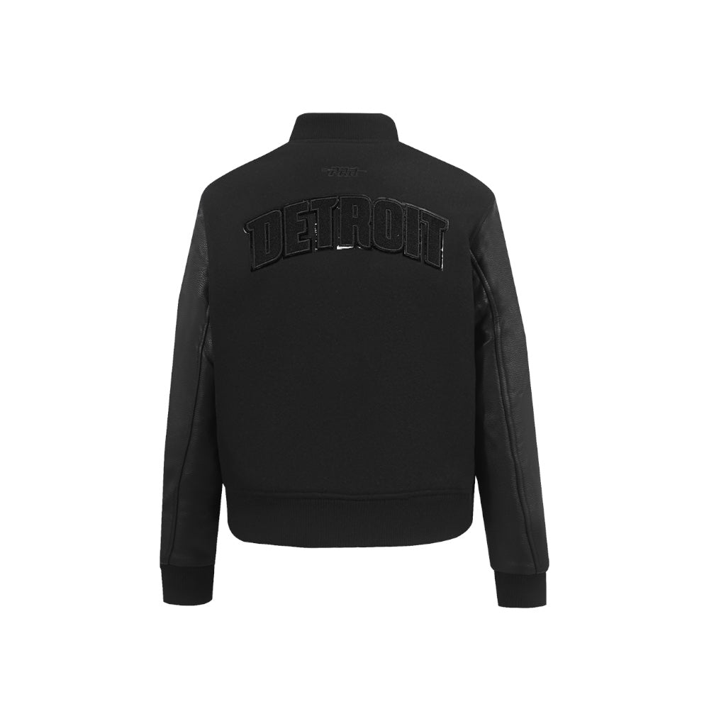 Pro PISTONS TRIPLE BLACK WOMEN'S WOOL VARSITY JACKET