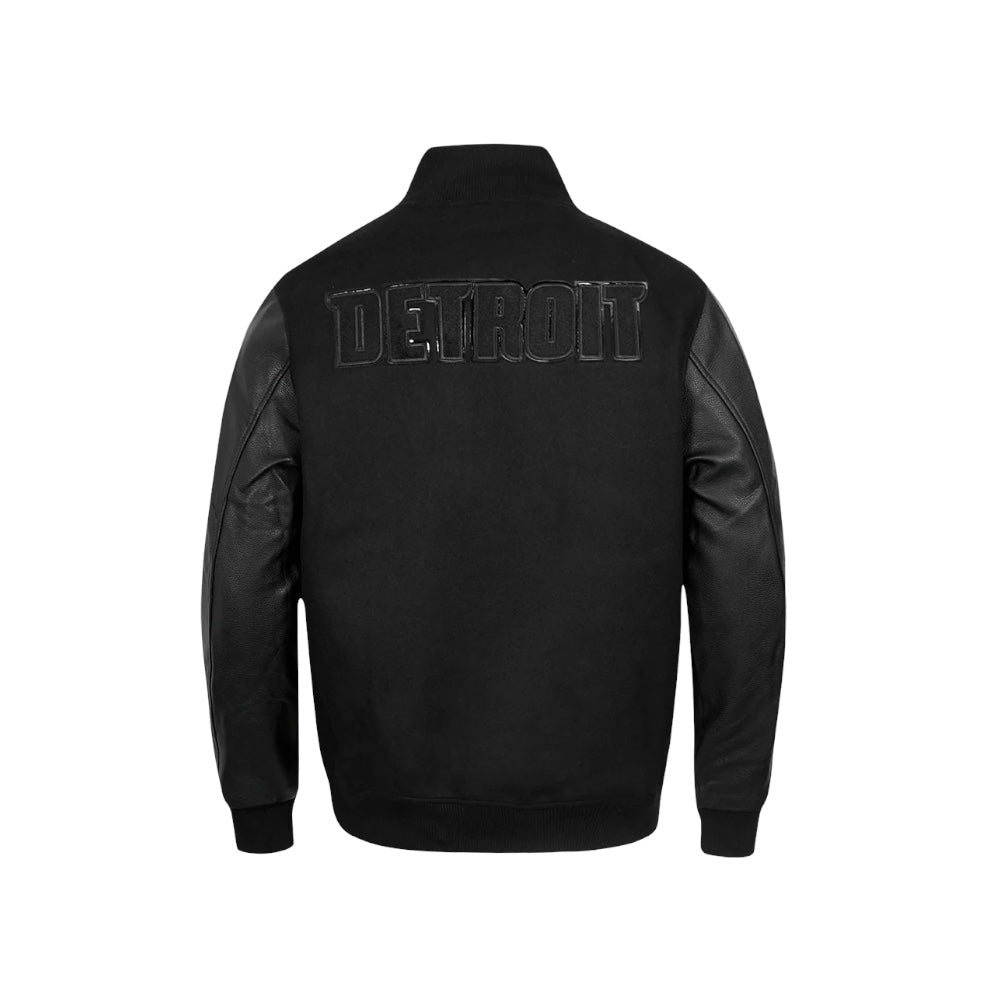 Pro PISTONS TRIPLE BLACK WOOL MEN'S VARSITY JACKET