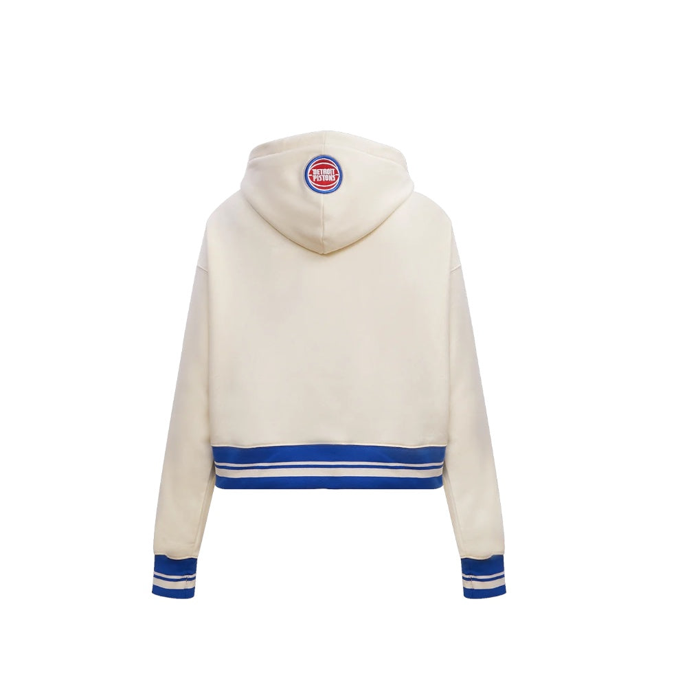 Pro PISTONS RETRO CLASSIC WOMEN'S RIB CROPPED PULLOVER HOODIE Eggshell