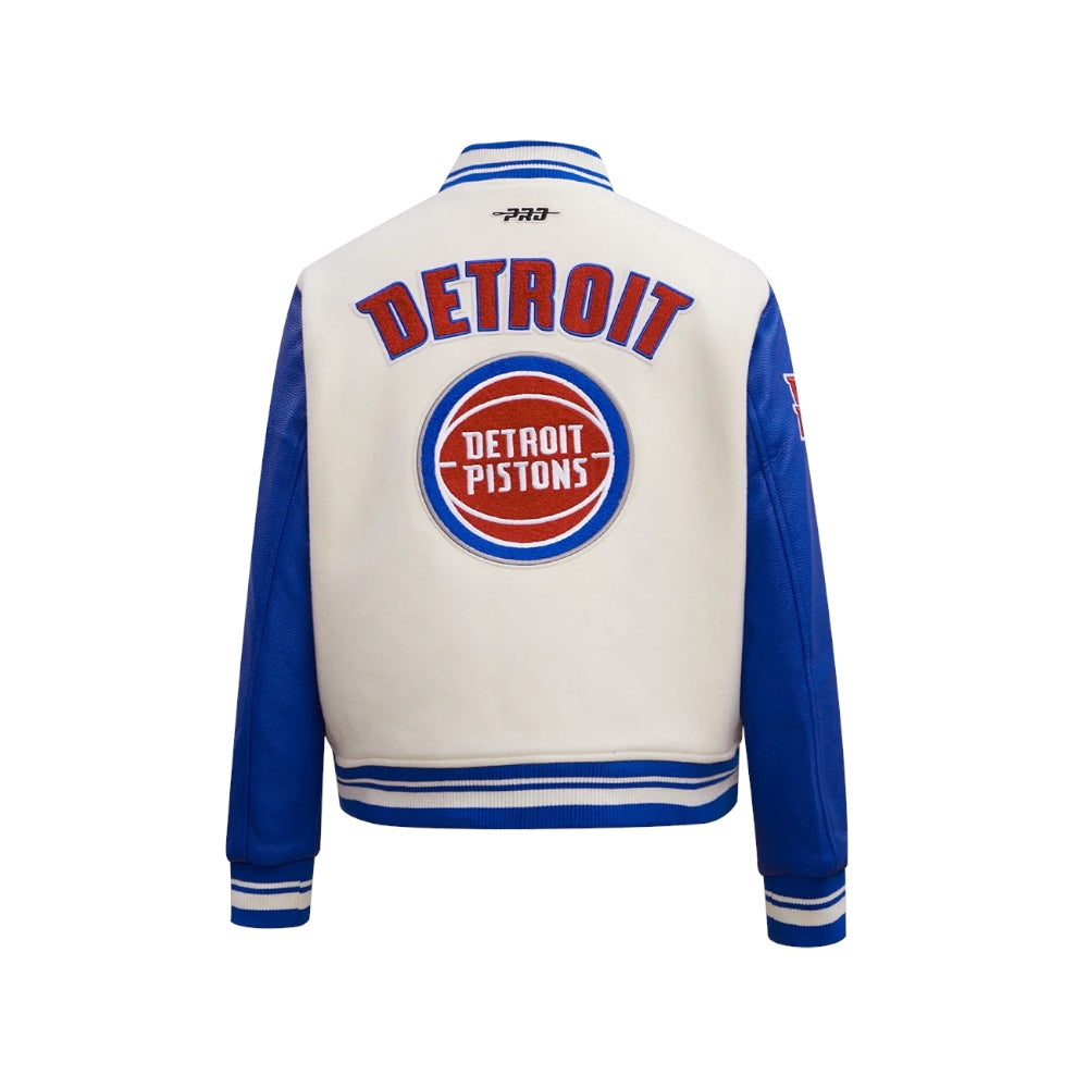 Pro PISTONS RETRO CLASSIC WOMEN'S RIB WOOL VARSITY JACKET Eggshell