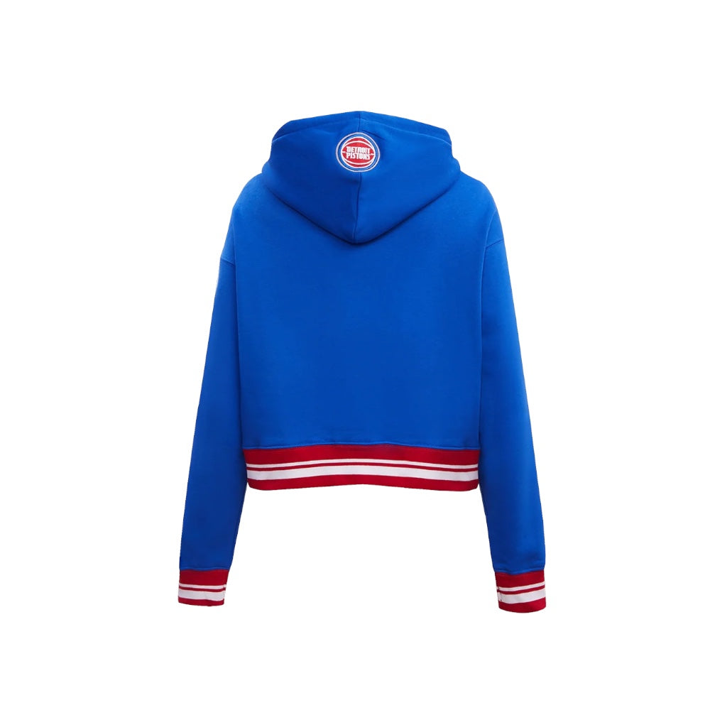 Pro PISTONS RETRO CLASSIC WOMEN'S RIB CROPPED PULLOVER HOODIE