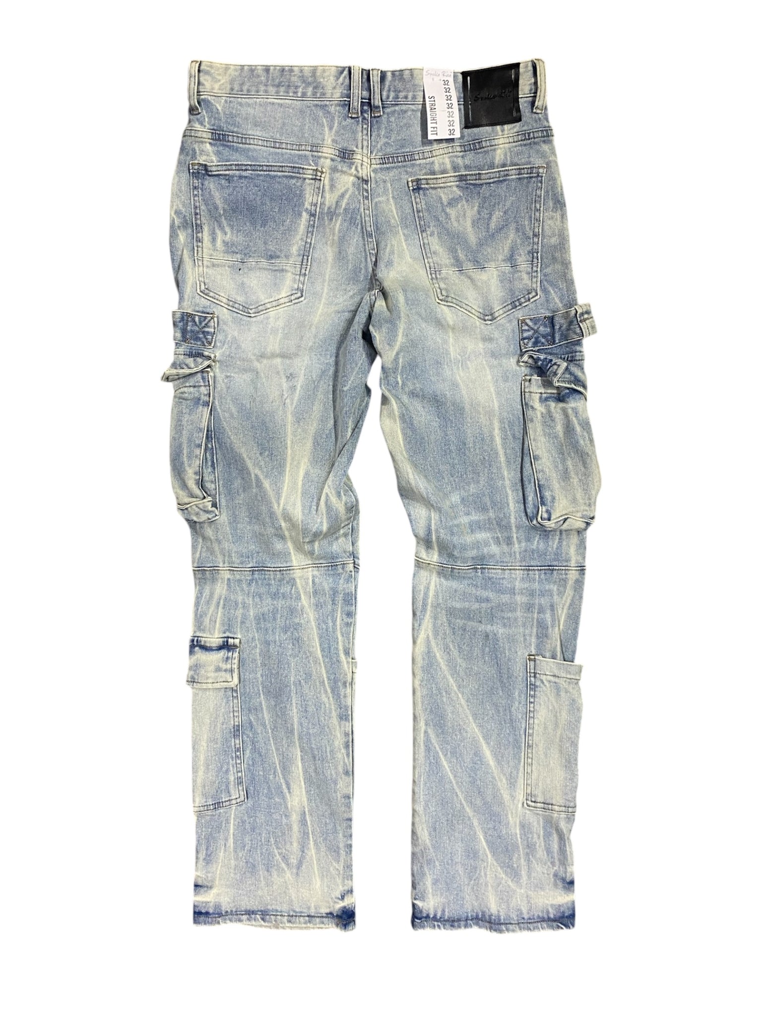 Smoke Rise Straight Cargo Strap Jeans - Seville Blue