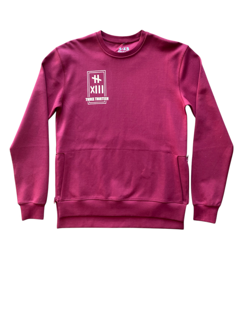 3-13 Logo Embroidered Crewneck Burgundy – Three Thirteen Store