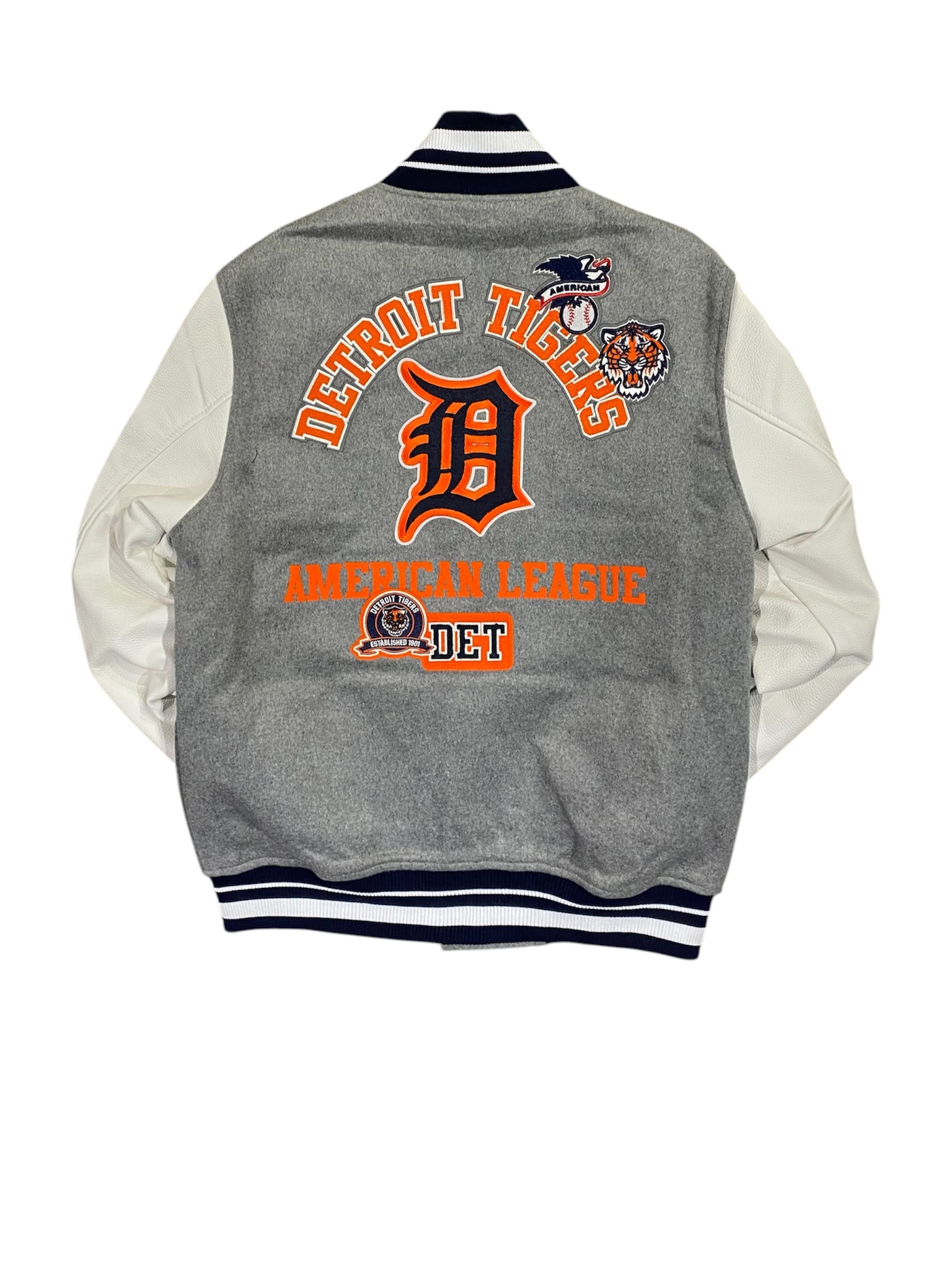Pro Tigers Varsity Embroidered Logo Jacket Gray