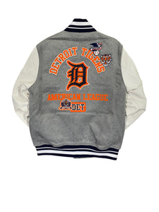 Pro Tigers Varsity Embroidered Logo Jacket Gray