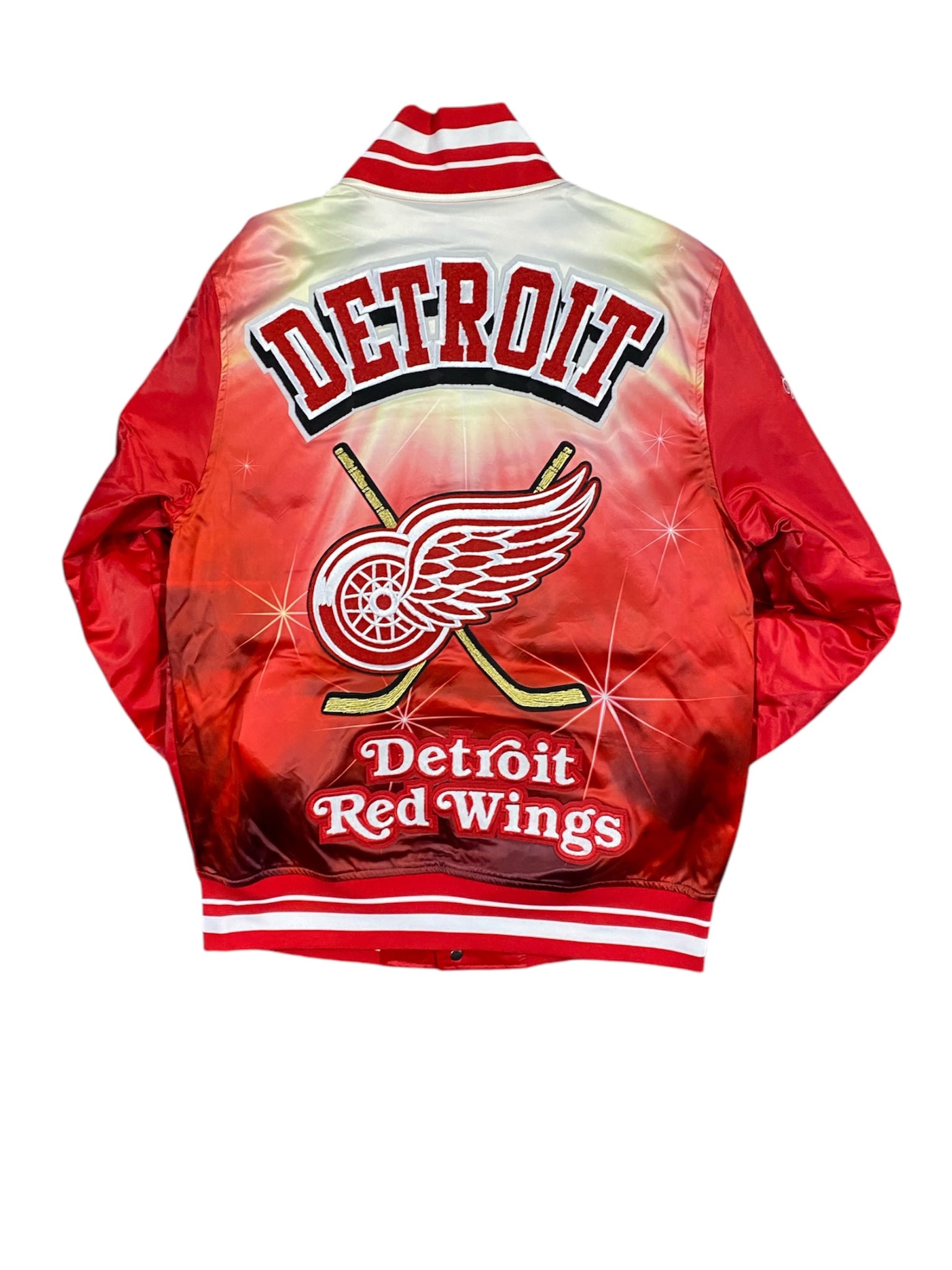 Pro Red Wings Logo Embroidered  Satin Jacket