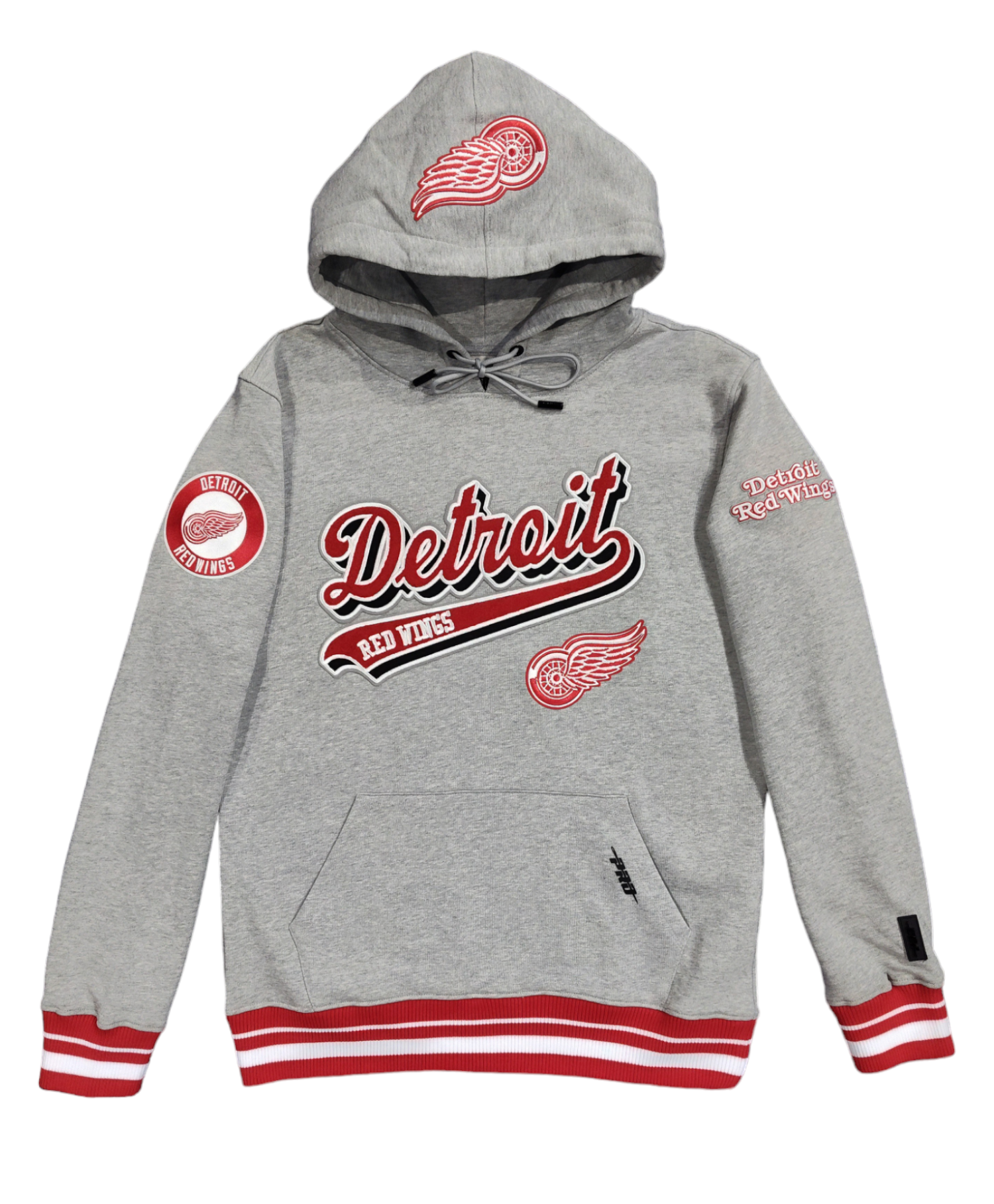 Pro Red Wings Chenille Embroidered Hoodie Gray
