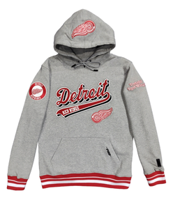 Pro Red Wings Chenille Embroidered Hoodie Gray