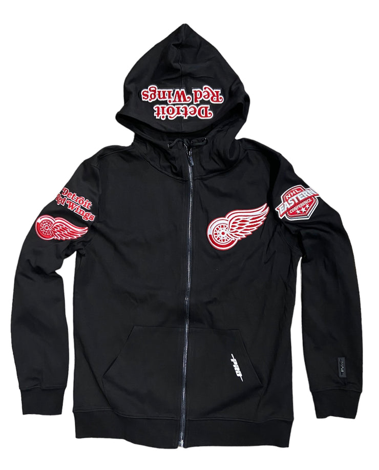 Pro Red Wings Logo Embroidered Zip Up Hoodie
