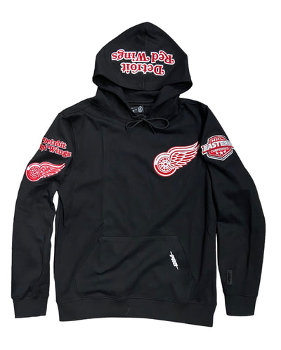 Pro Red Wings Logo Embroidered Pullover Hoodie Black