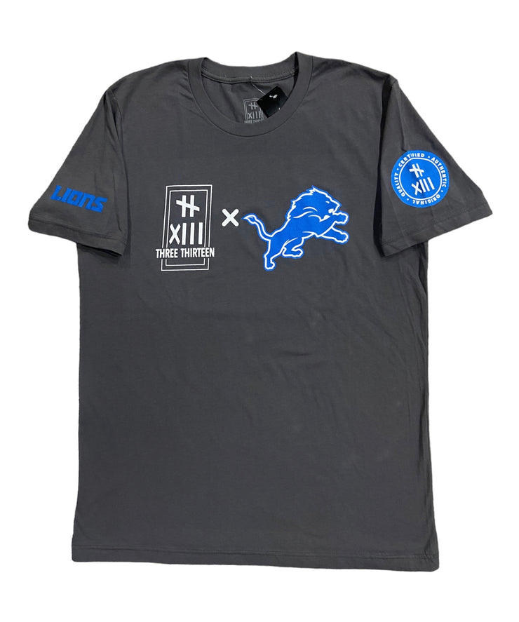 THREE THIRTEEN X LIONS TEE GRAY