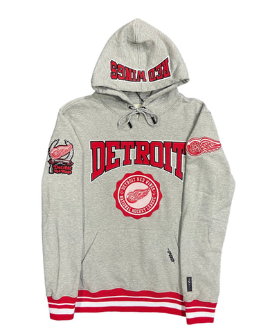 Pro Red Wings Crest Embroidered Hoodie Gray