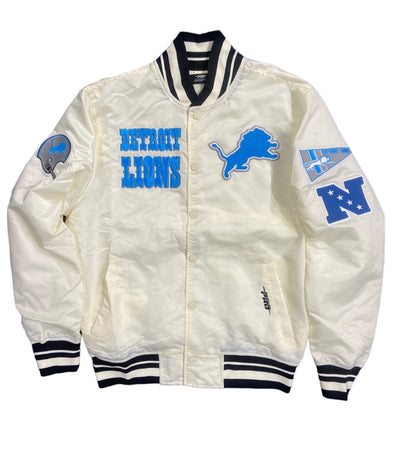 Pro Lions Logo Embroidered Satin Jacket Eggshell