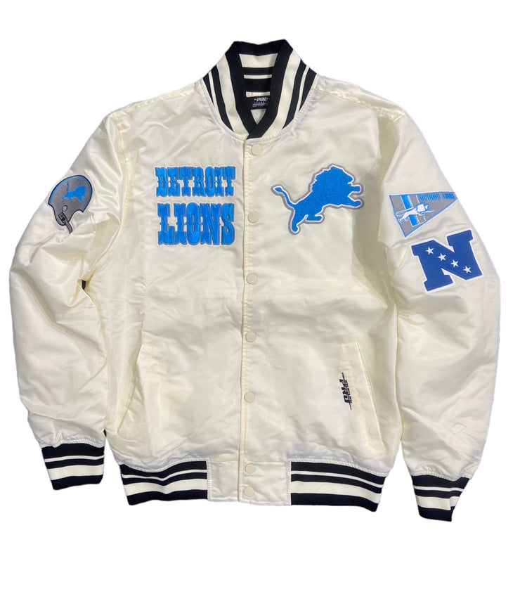 Pro Lions Logo Embroidered Satin Jacket Eggshell