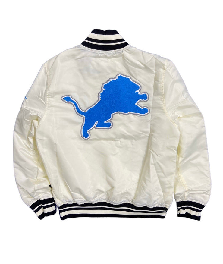 Pro Lions Logo Embroidered Satin Jacket Eggshell
