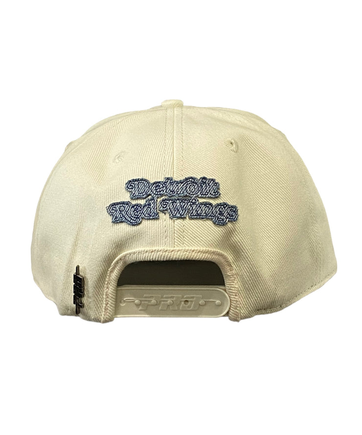 Pro Red Wings Denim Embroidered Snapback Eggshell