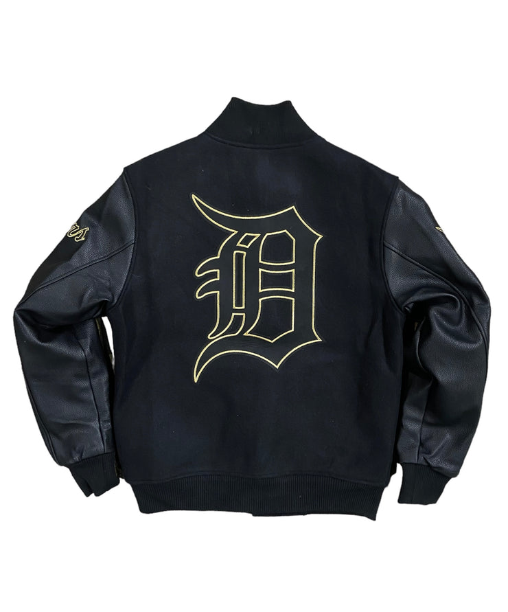 Pro Tigers Logo Embroidered Varsity Jacket Black/Gold