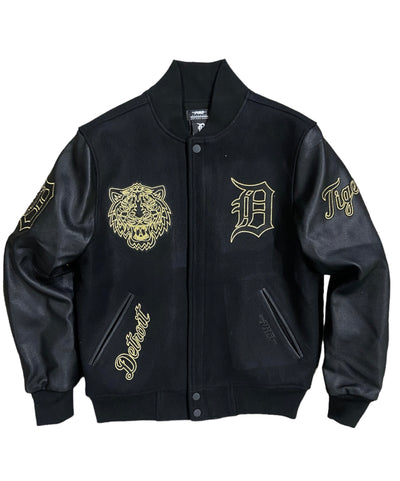 Pro Tigers Logo Embroidered Varsity Jacket Black/Gold