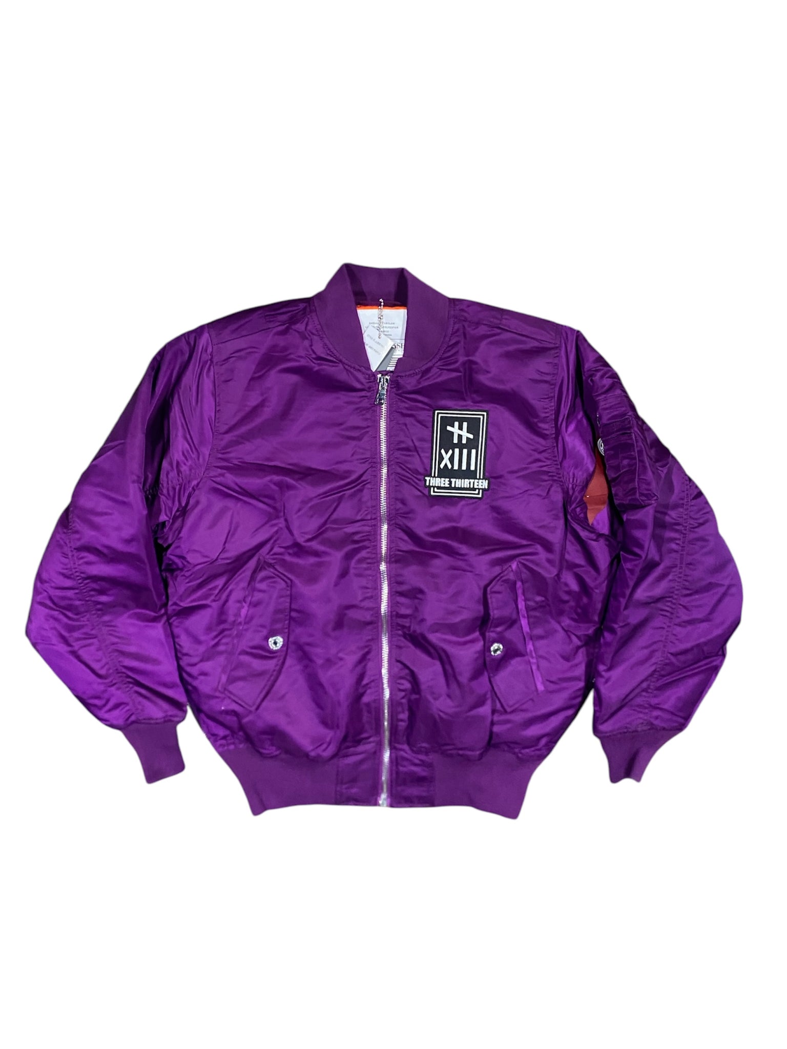 Three Thirteen Embroidered Bomber Jacket Purple