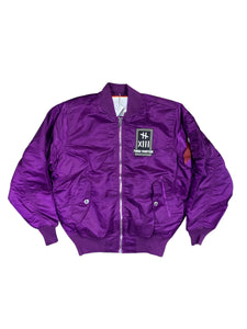 Three Thirteen Embroidered Bomber Jacket Purple