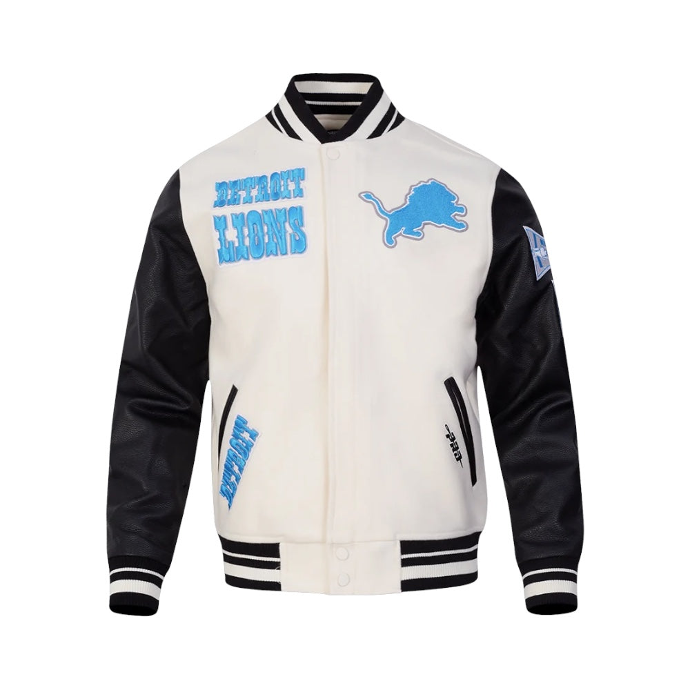 Pro Lions Chenille Embroidered Varsity Jacket Eggshell