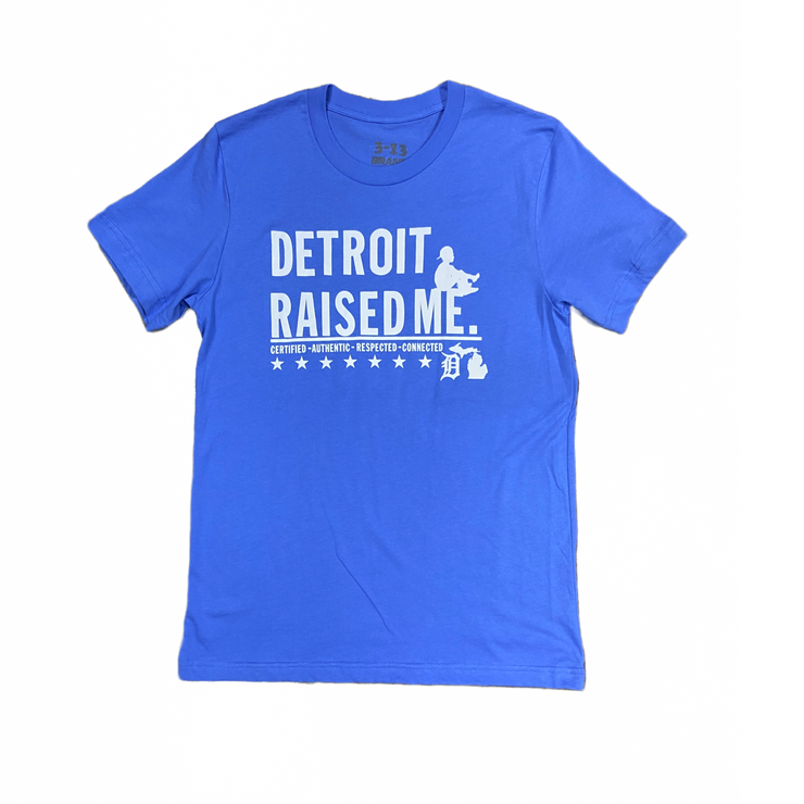 313 Detroit Raised Me Tee Blue